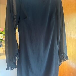 Black dress size small sheer sleeves